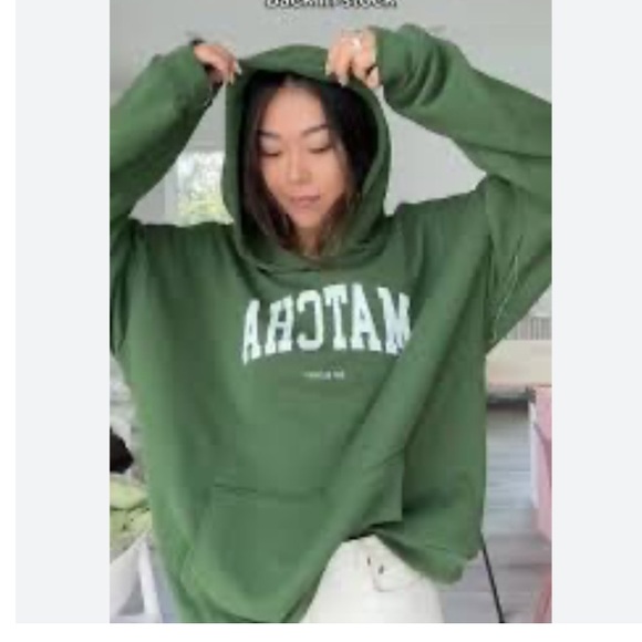 Veggiekins Matcha Green Hoodie Sweatshirt  Sz L Matcha Mommy - Picture 1 of 9